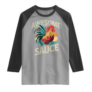 Funny Awesome Sauce Rooster Raglan Shirt Vintage Retro Chicken TS11 Sport Gray Black Print Your Wear