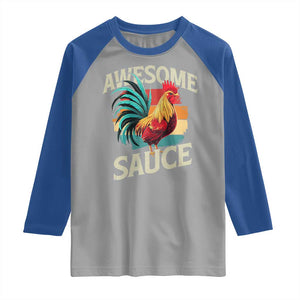Funny Awesome Sauce Rooster Raglan Shirt Vintage Retro Chicken TS11 Sport Gray Royal Print Your Wear