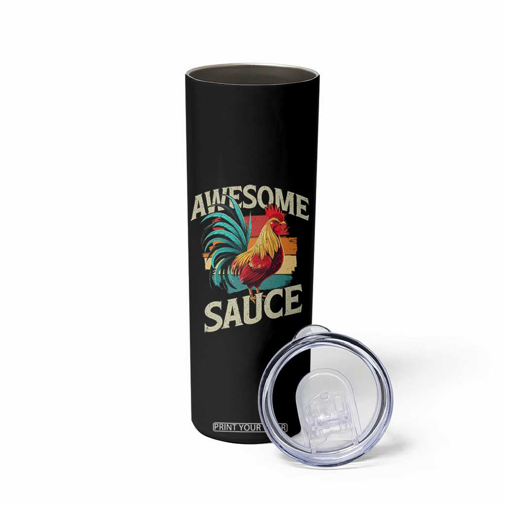 Funny Awesome Sauce Rooster Skinny Tumbler Vintage Retro Chicken TS11 Print Your Wear