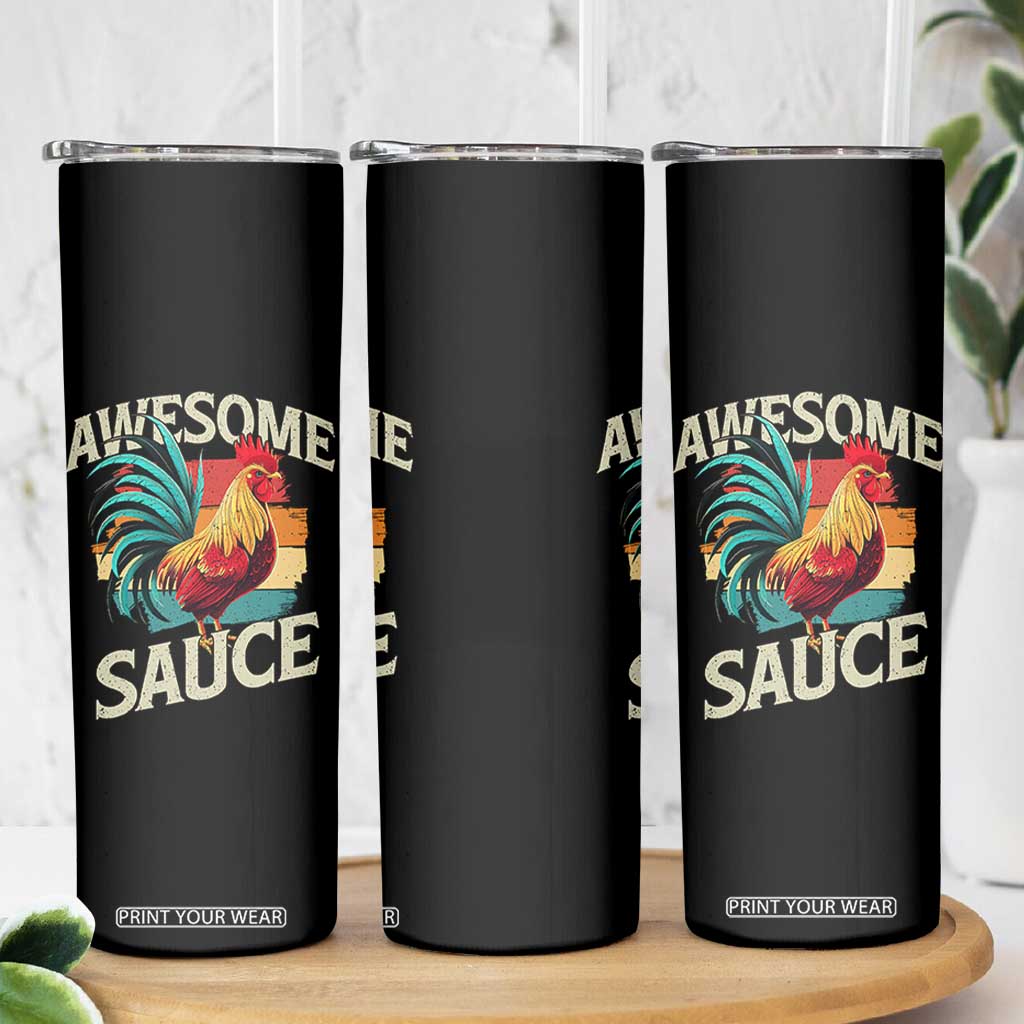 Funny Awesome Sauce Rooster Skinny Tumbler Vintage Retro Chicken TS11 Print Your Wear