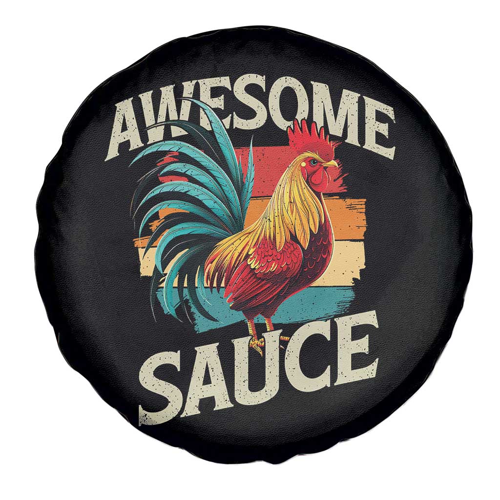 Funny Awesome Sauce Rooster Spare Tire Cover Vintage Retro Chicken TS11 Print Your Wear