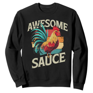 Funny Awesome Sauce Rooster Sweatshirt Vintage Retro Chicken TS11 Black Print Your Wear