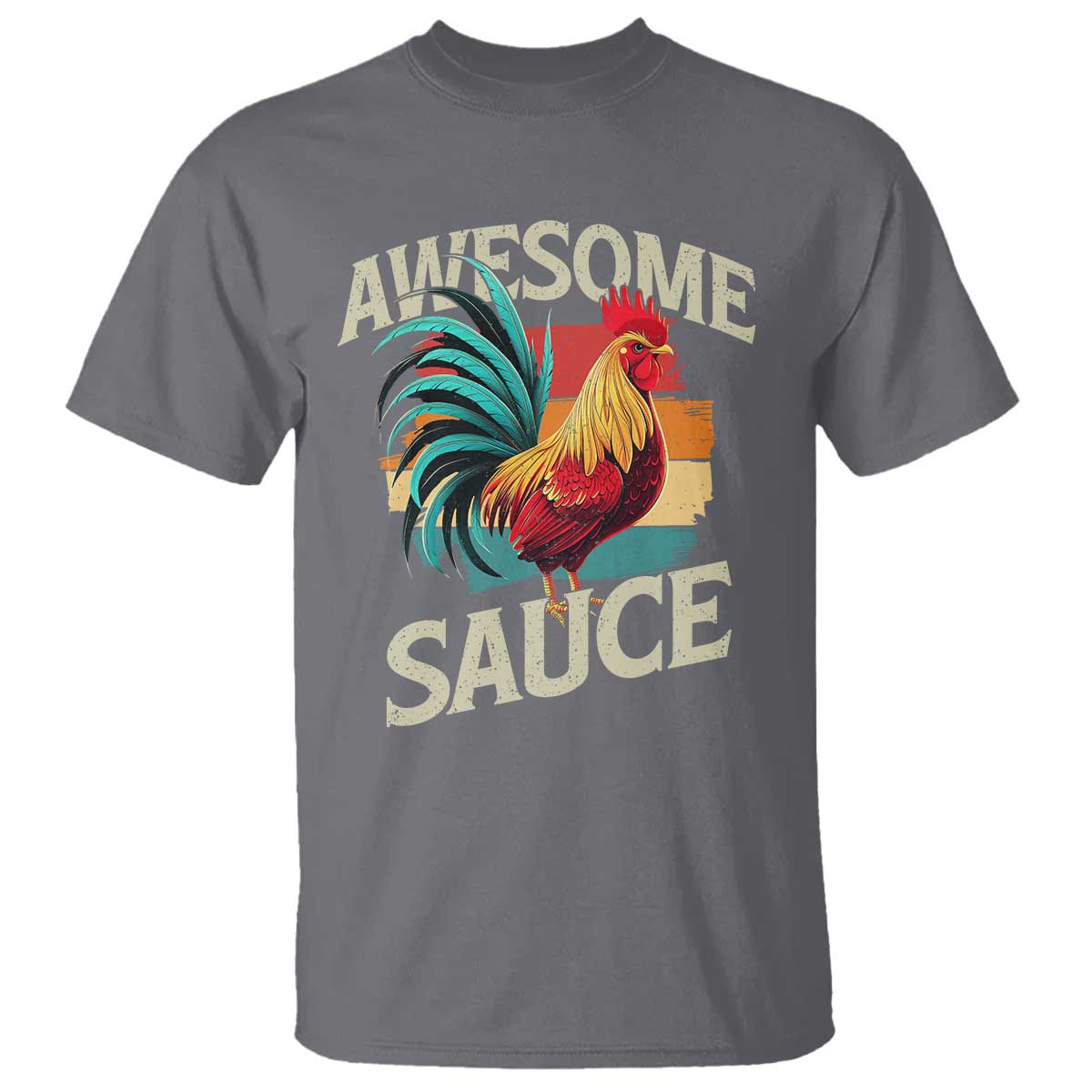 Funny Awesome Sauce Rooster T Shirt Vintage Retro Chicken TS11 Charcoal Print Your Wear