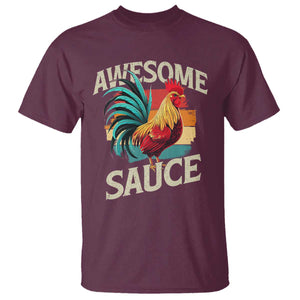 Funny Awesome Sauce Rooster T Shirt Vintage Retro Chicken TS11 Maroon Print Your Wear