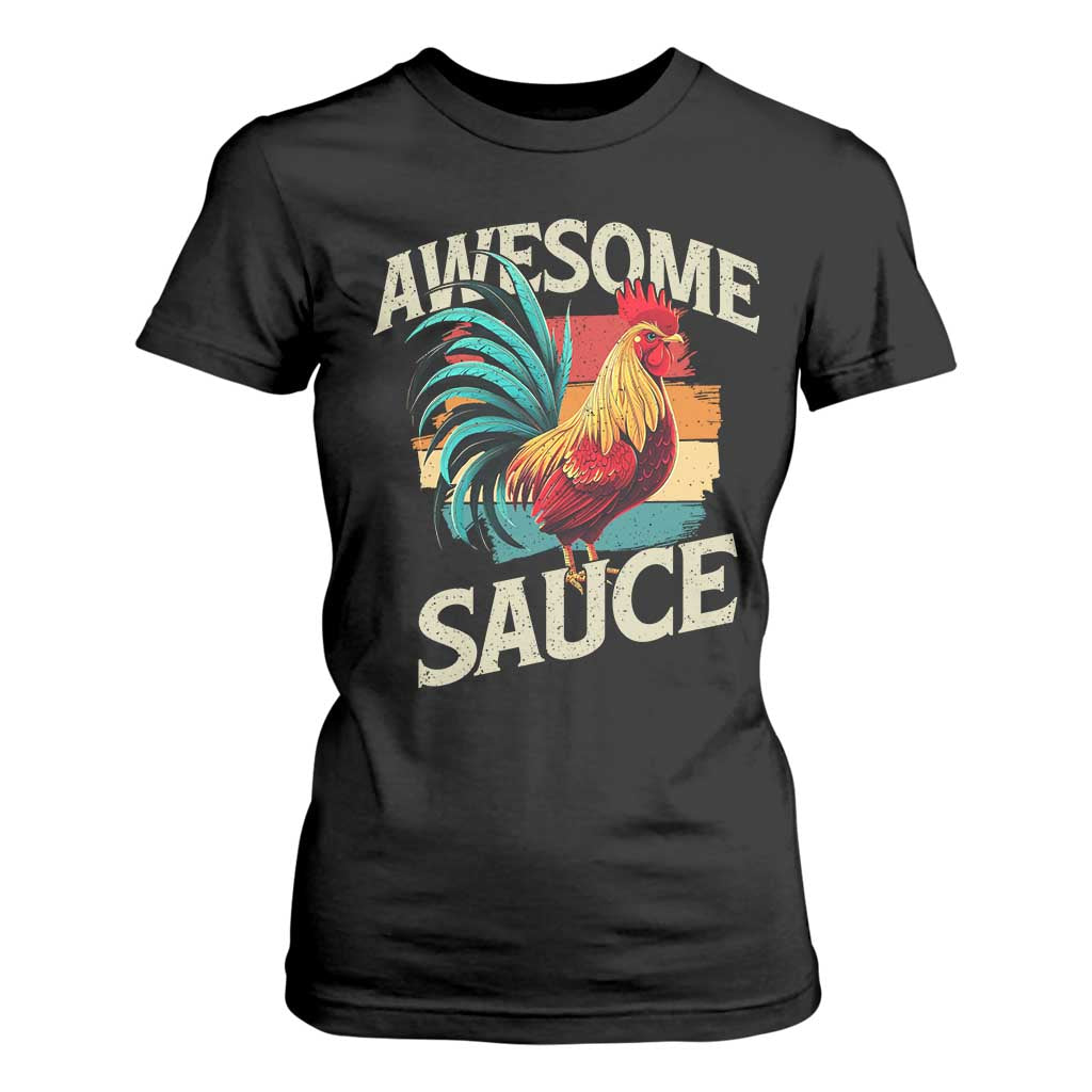 Funny Awesome Sauce Rooster T Shirt For Women Vintage Retro Chicken TS11 Black Print Your Wear