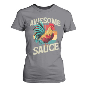 Funny Awesome Sauce Rooster T Shirt For Women Vintage Retro Chicken TS11 Charcoal Print Your Wear