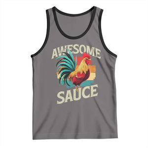 Funny Awesome Sauce Rooster Tank Top Vintage Retro Chicken TS11 Deep Heather Black Print Your Wear