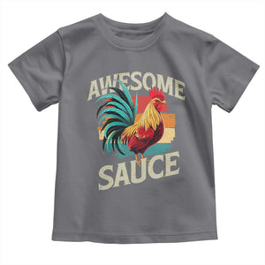 Funny Awesome Sauce Rooster Toddler T Shirt Vintage Retro Chicken TS11 Charcoal Print Your Wear