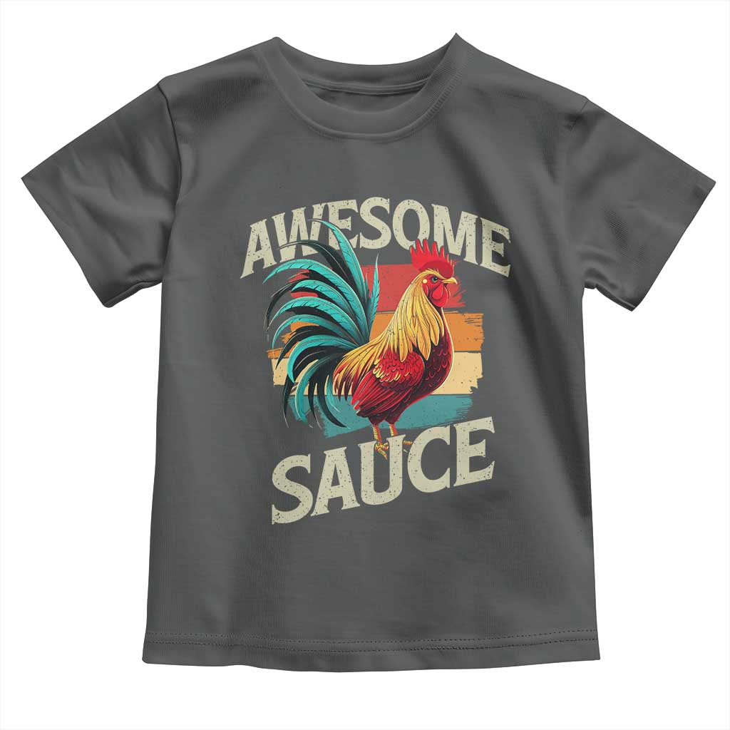Funny Awesome Sauce Rooster Toddler T Shirt Vintage Retro Chicken TS11 Dark Heather Print Your Wear