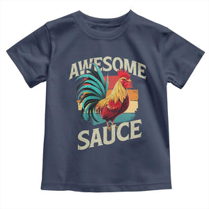 Funny Awesome Sauce Rooster Toddler T Shirt Vintage Retro Chicken TS11 Navy Print Your Wear