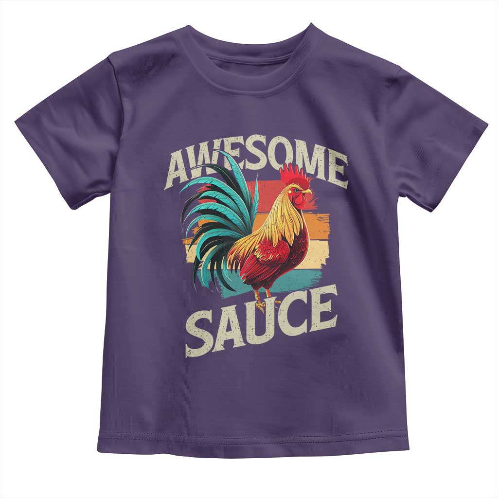 Funny Awesome Sauce Rooster Toddler T Shirt Vintage Retro Chicken TS11 Purple Print Your Wear