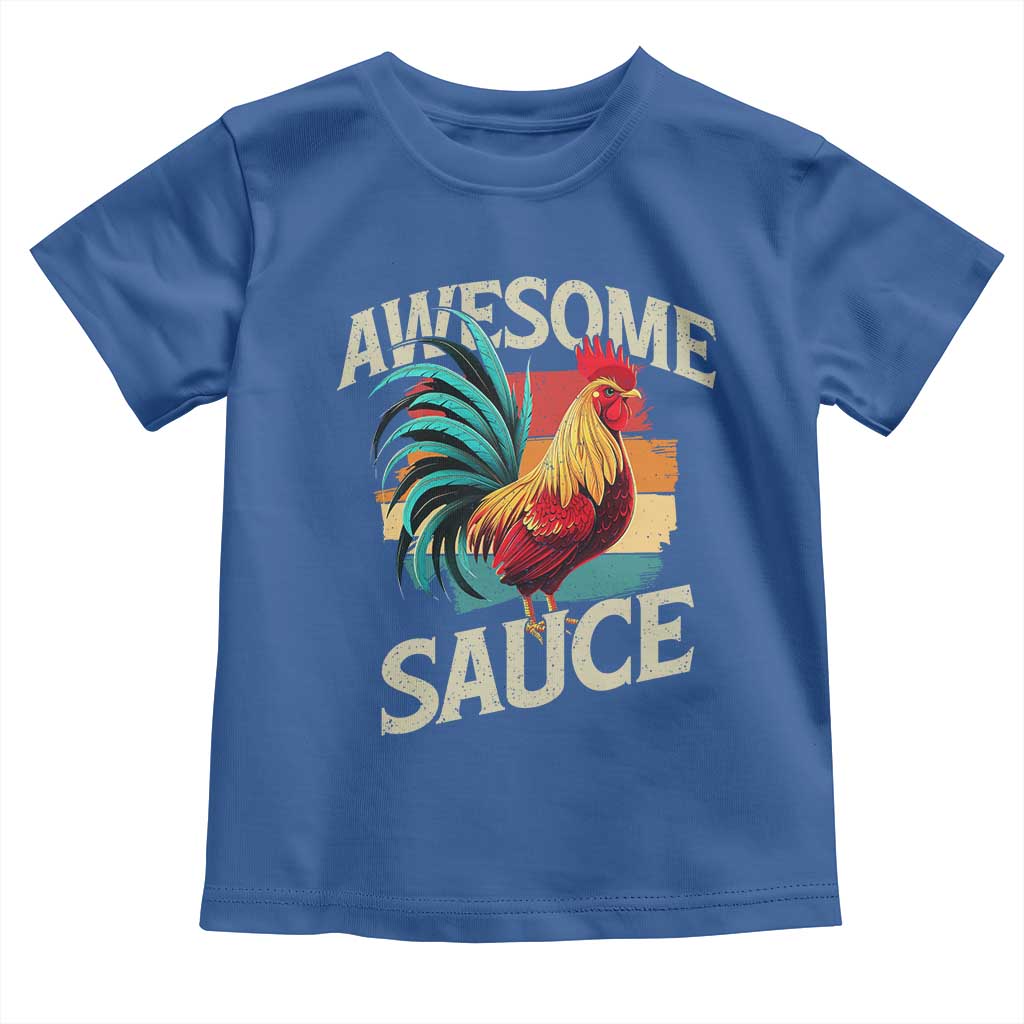 Funny Awesome Sauce Rooster Toddler T Shirt Vintage Retro Chicken TS11 Royal Blue Print Your Wear