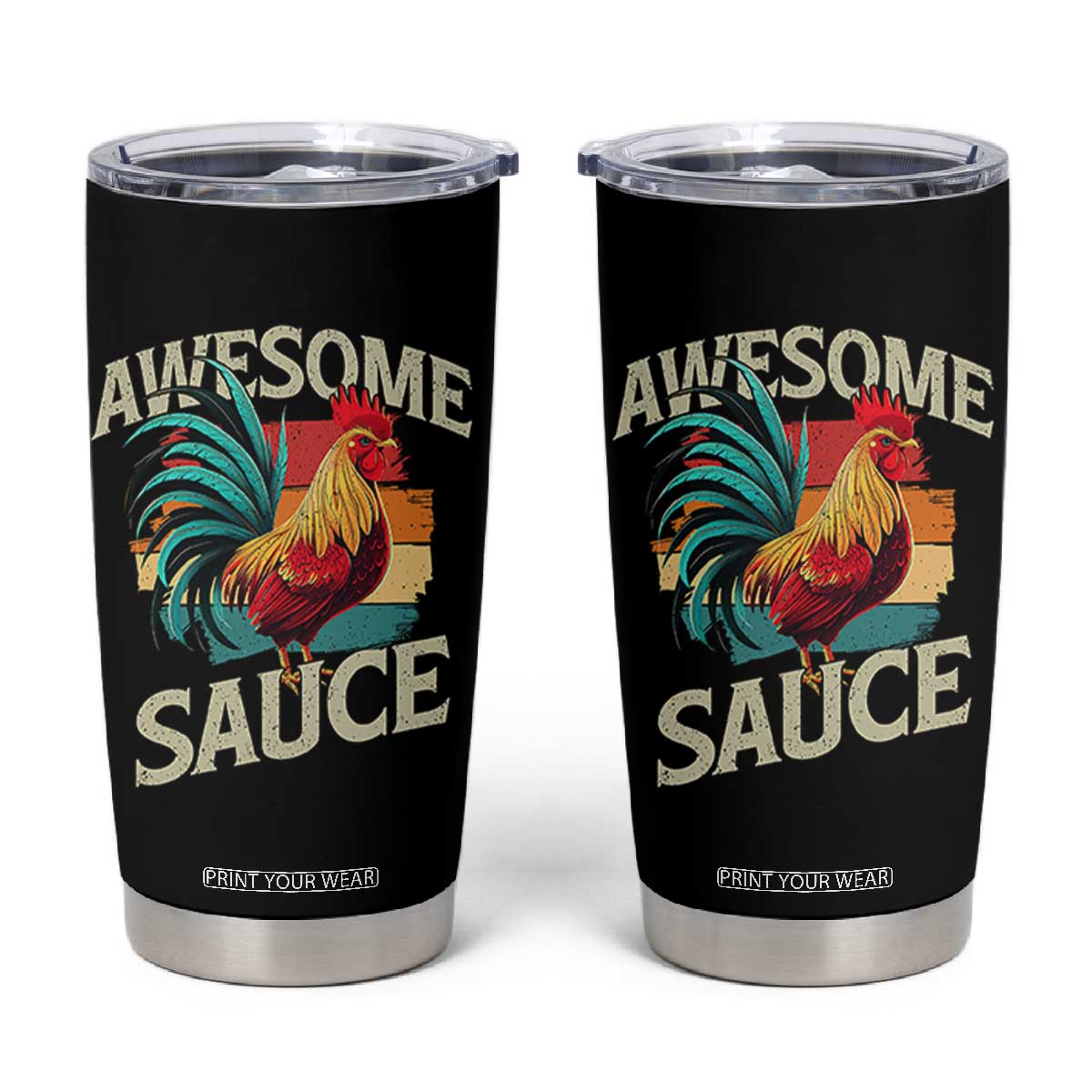 Funny Awesome Sauce Rooster Tumbler Cup Vintage Retro Chicken TS11 Black Print Your Wear