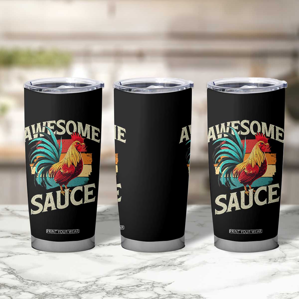 Funny Awesome Sauce Rooster Tumbler Cup Vintage Retro Chicken TS11 Print Your Wear
