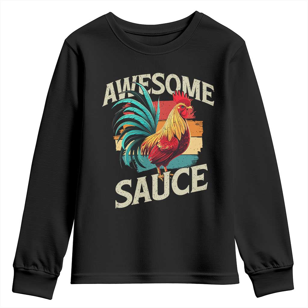 Funny Awesome Sauce Rooster Youth Sweatshirt Vintage Retro Chicken TS11 Black Print Your Wear