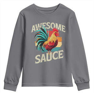 Funny Awesome Sauce Rooster Youth Sweatshirt Vintage Retro Chicken TS11 Charcoal Print Your Wear