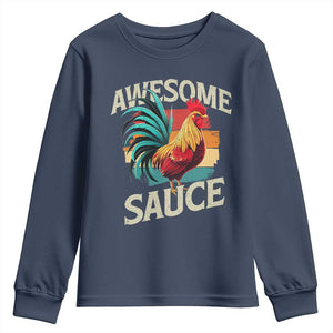 Funny Awesome Sauce Rooster Youth Sweatshirt Vintage Retro Chicken TS11 Navy Print Your Wear