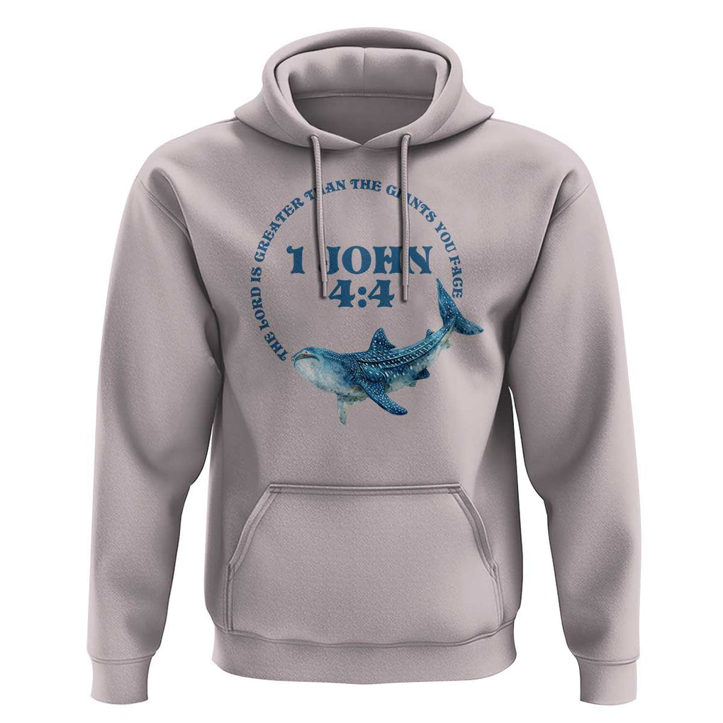 Whale Shark Lover Hoodie 1 John 4:4 Inspired Style Christian Aesthetic Ocean Animal TS11 Ice Gray Print Your Wear