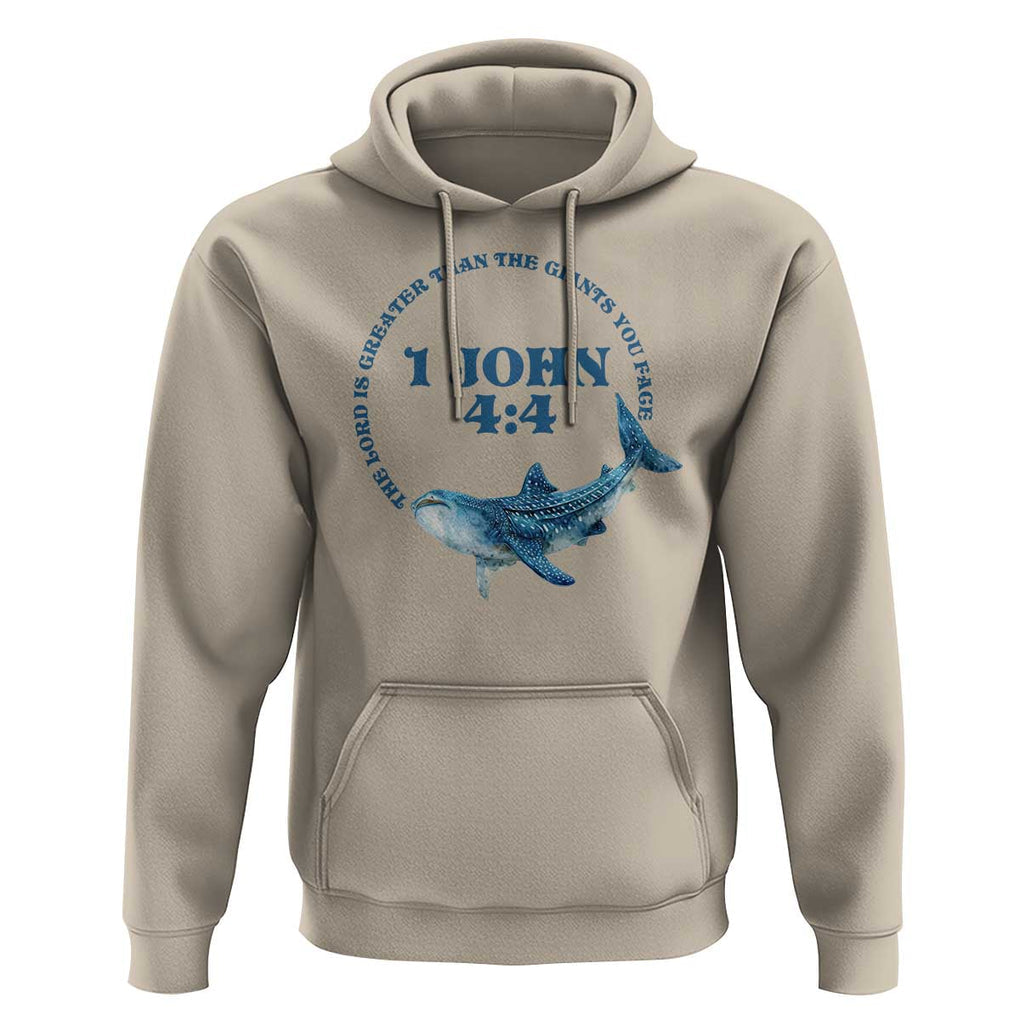 Whale Shark Lover Hoodie 1 John 4:4 Inspired Style Christian Aesthetic Ocean Animal TS11 Sand Print Your Wear