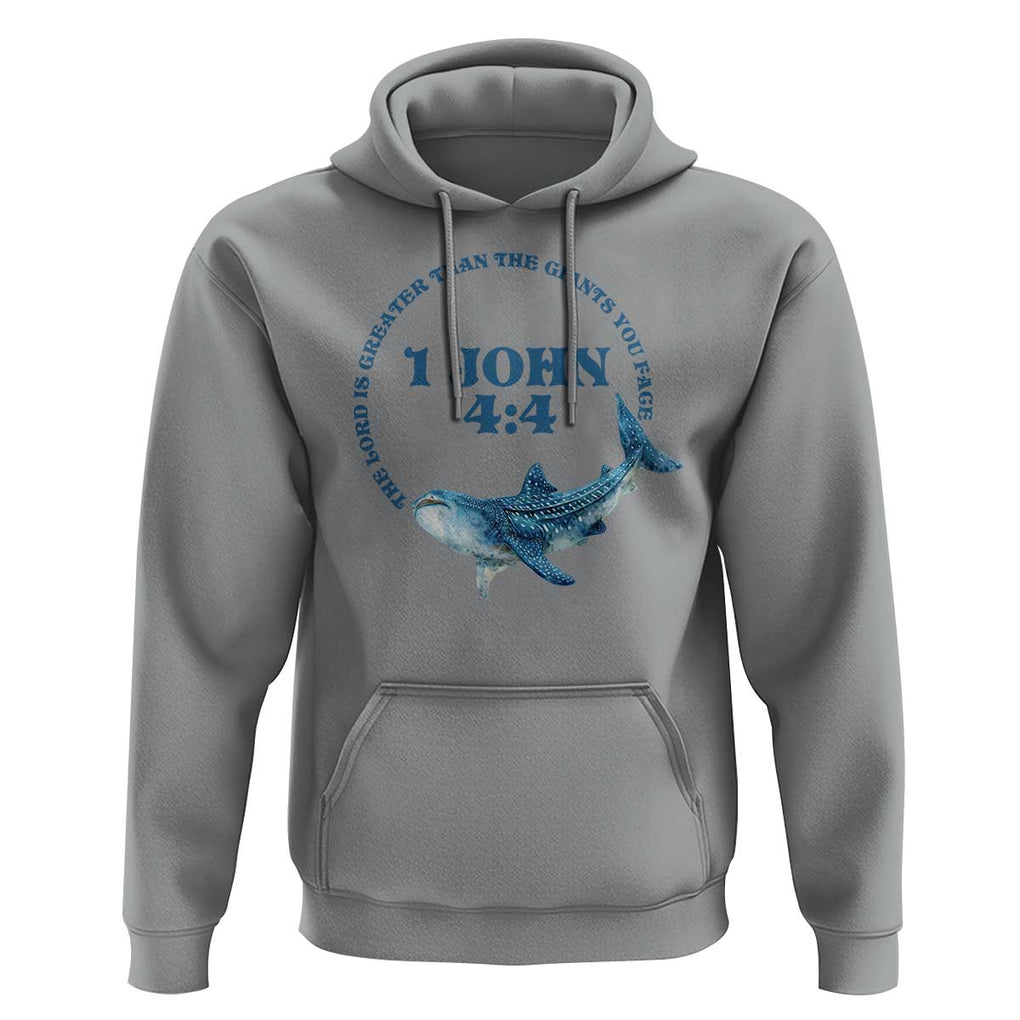 Whale Shark Lover Hoodie 1 John 4:4 Inspired Style Christian Aesthetic Ocean Animal TS11 Sport Gray Print Your Wear