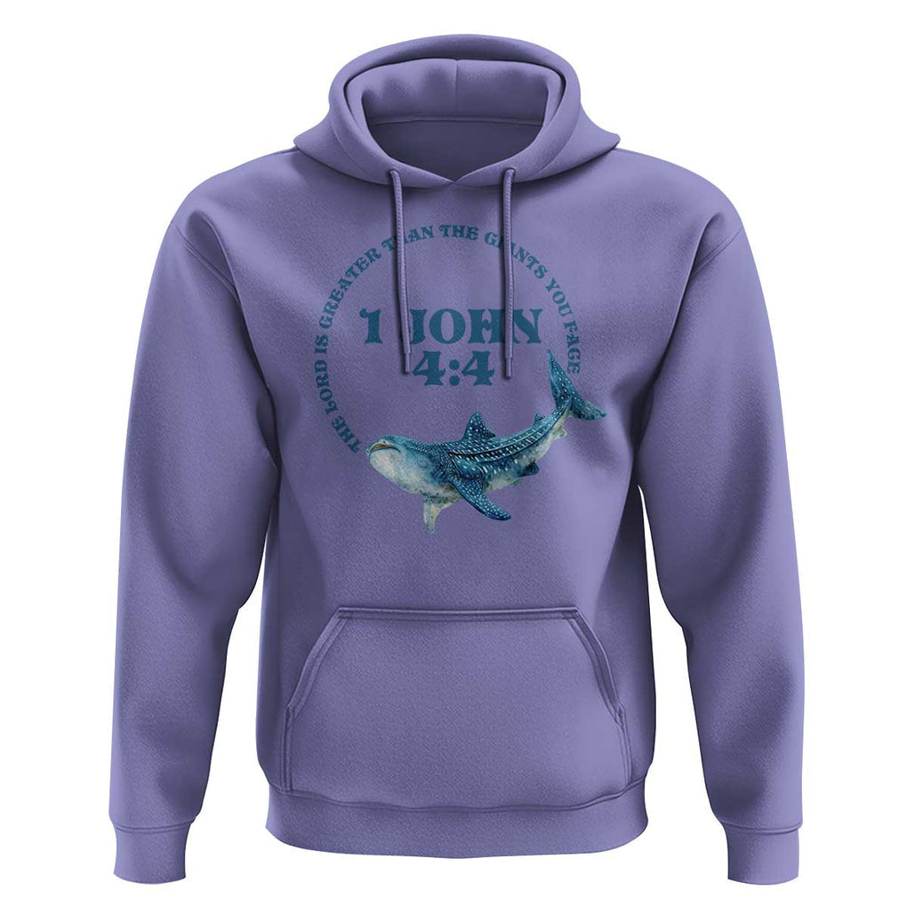 Whale Shark Lover Hoodie 1 John 4:4 Inspired Style Christian Aesthetic Ocean Animal TS11 Violet Print Your Wear