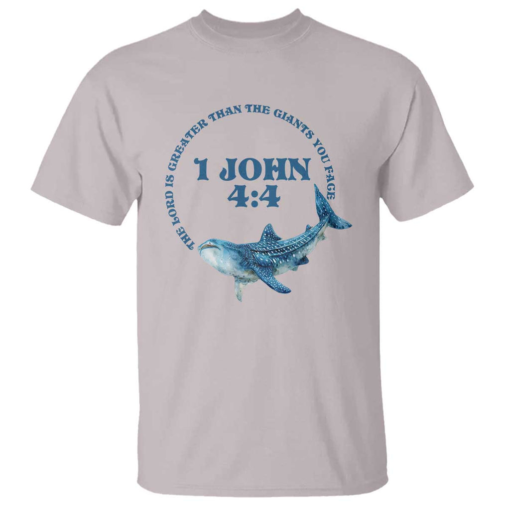 Whale Shark Lover T Shirt 1 John 4:4 Inspired Style Christian Aesthetic Ocean Animal TS11 Ice Gray Print Your Wear