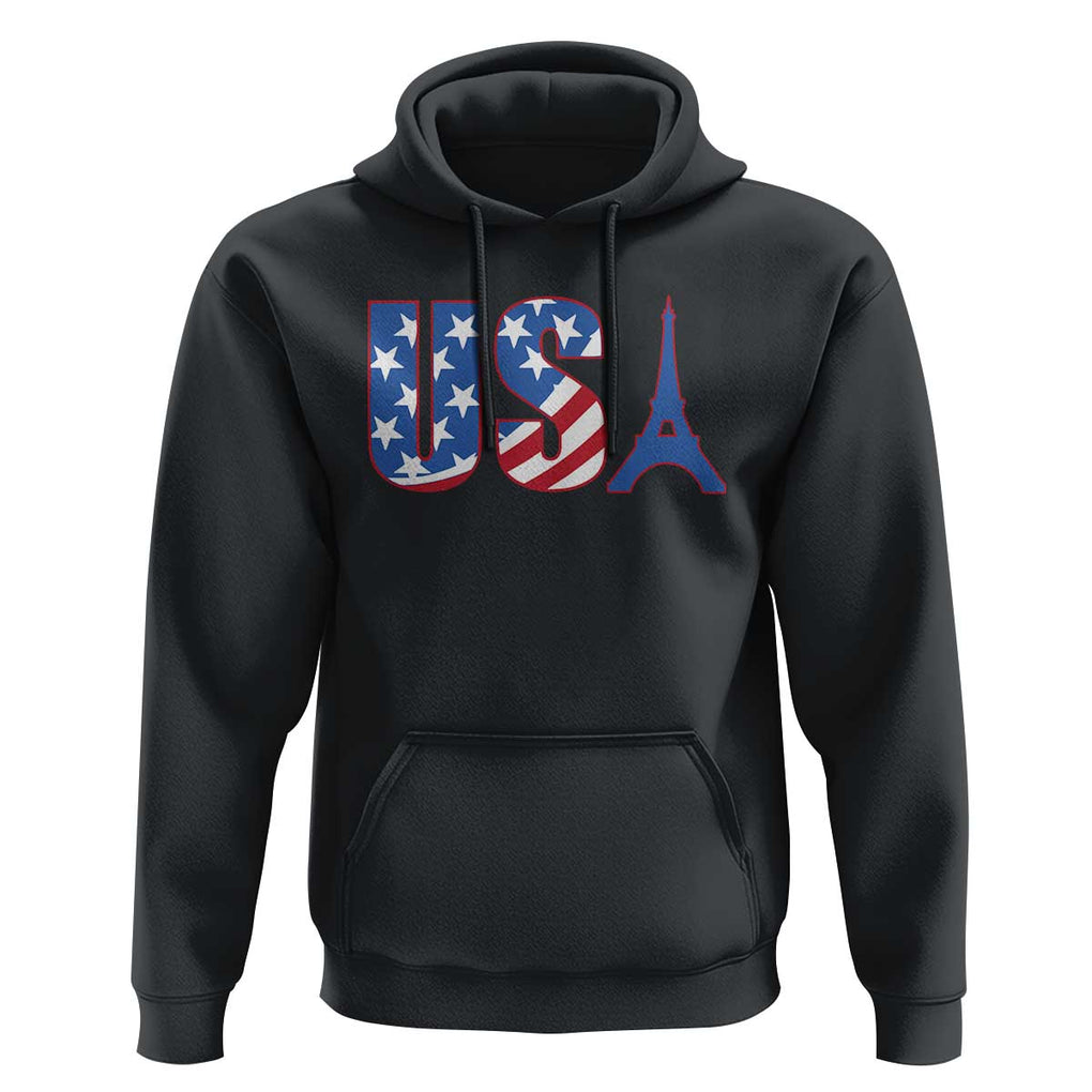 French-American Heritage Month Hoodie USA Eiffel Tower Paris Holiday Souvenir TS11 Black Print Your Wear