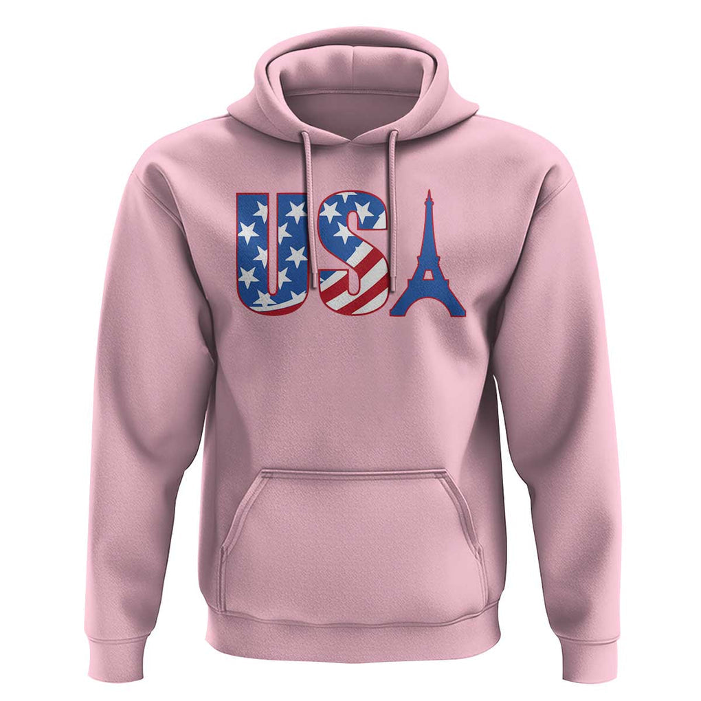 French-American Heritage Month Hoodie USA Eiffel Tower Paris Holiday Souvenir TS11 Light Pink Print Your Wear