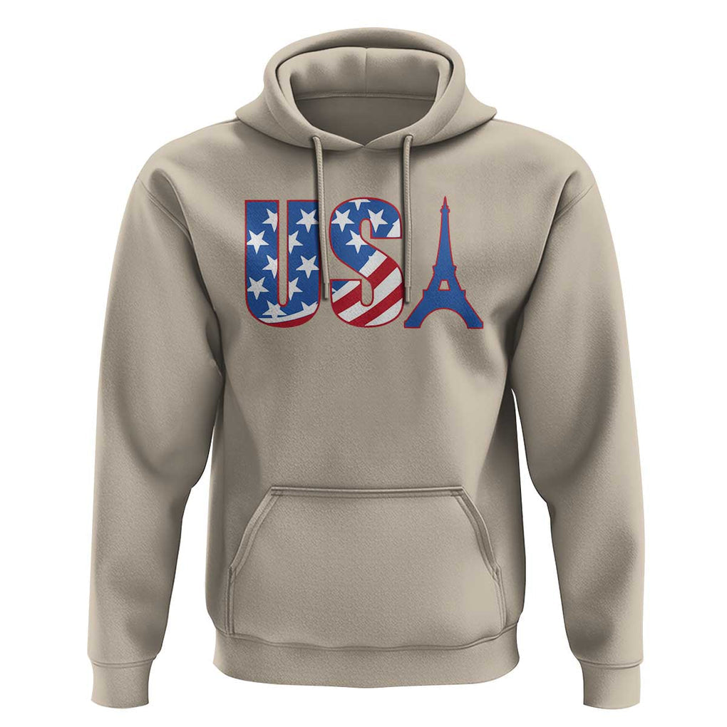 French-American Heritage Month Hoodie USA Eiffel Tower Paris Holiday Souvenir TS11 Sand Print Your Wear