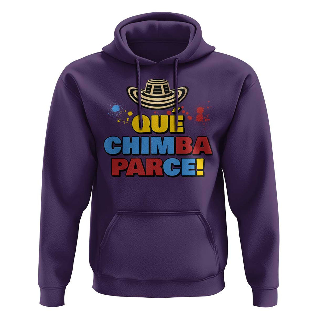 Qué Chimba Parce Hoodie Colombian Slang Sombrero Vueltiao TS11 Purple Print Your Wear