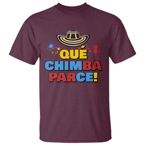 Qué Chimba Parce T Shirt Colombian Slang Sombrero Vueltiao TS11 Maroon Print Your Wear