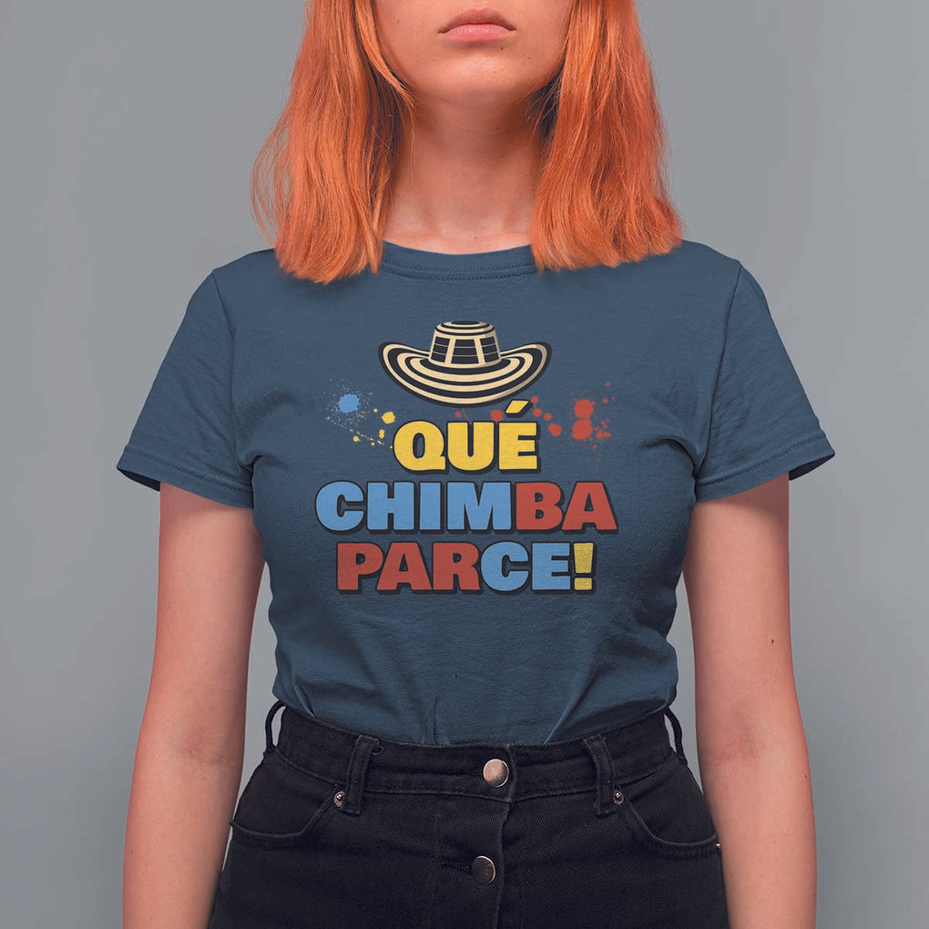 Qué Chimba Parce T Shirt For Women Colombian Slang Sombrero Vueltiao TS11 Navy Print Your Wear