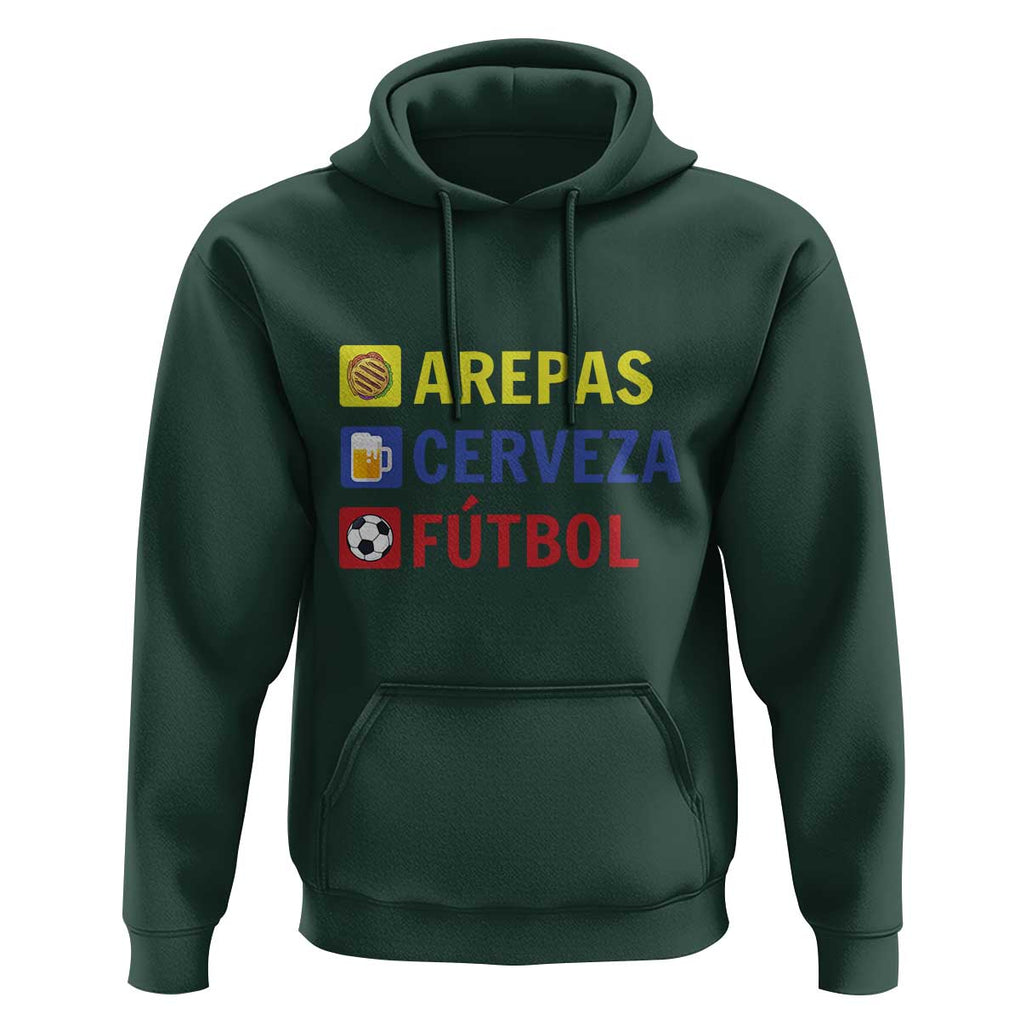 Arepas Cerveza Futbol Hoodie Colombian Slang Colombia Flag TS11 Dark Forest Green Print Your Wear