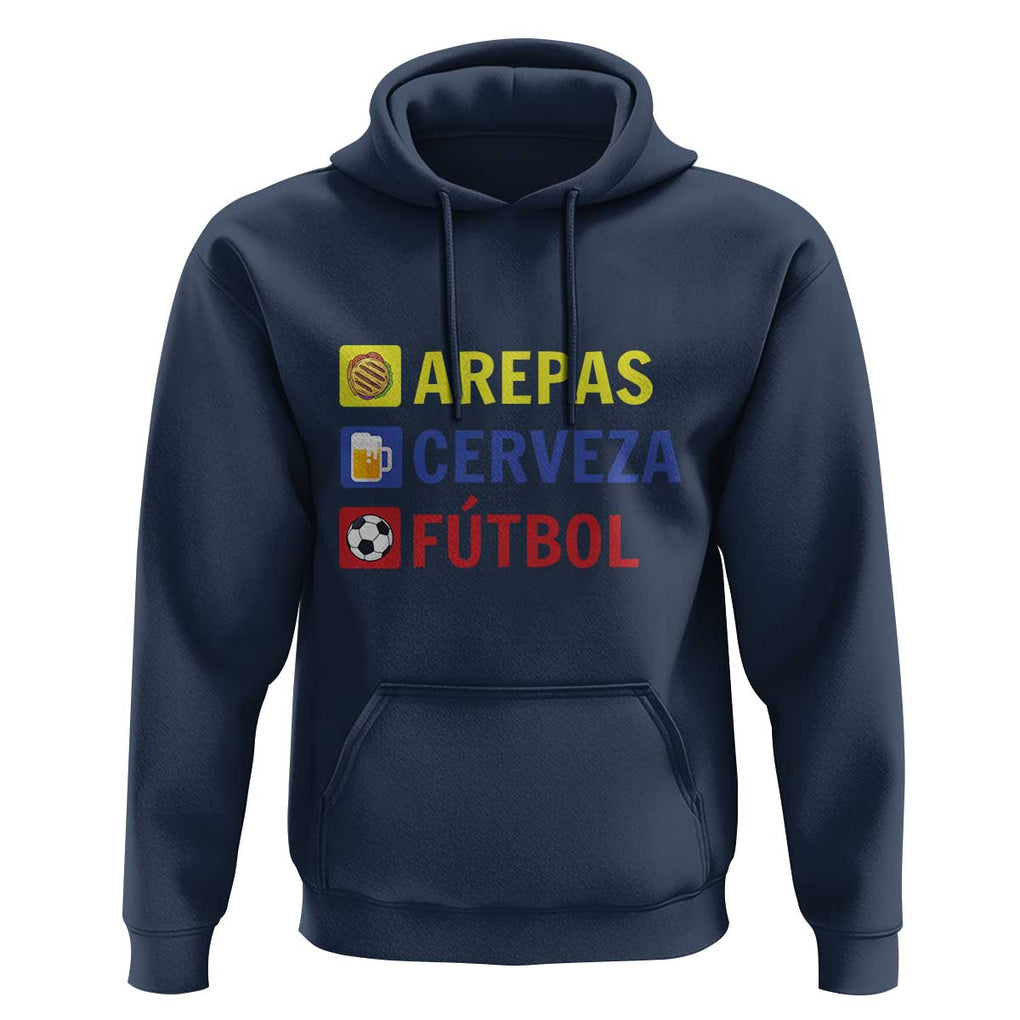 Arepas Cerveza Futbol Hoodie Colombian Slang Colombia Flag TS11 Navy Print Your Wear