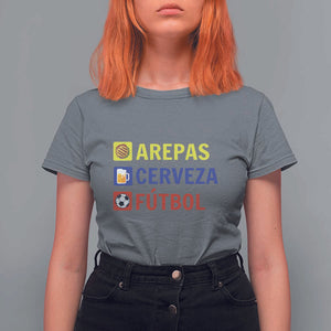 Arepas Cerveza Futbol T Shirt For Women Colombian Slang Colombia Flag TS11 Charcoal Print Your Wear