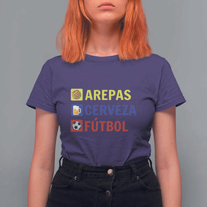 Arepas Cerveza Futbol T Shirt For Women Colombian Slang Colombia Flag TS11 Purple Print Your Wear