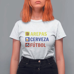 Arepas Cerveza Futbol T Shirt For Women Colombian Slang Colombia Flag TS11 White Print Your Wear