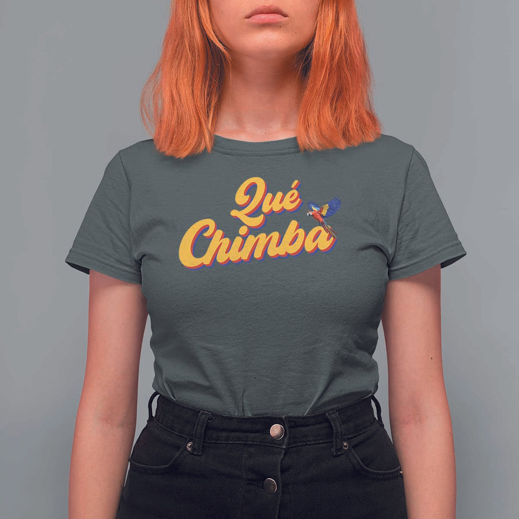 Colombia T Shirt For Women Qu Chimba Parrot Colombian Slang TS11 Dark Heather Print Your Wear