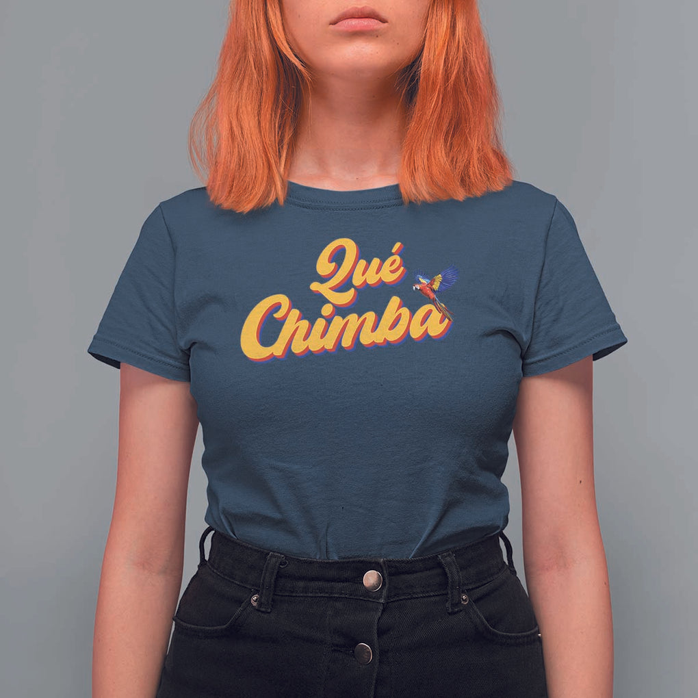 Colombia T Shirt For Women Qu Chimba Parrot Colombian Slang TS11 Navy Print Your Wear