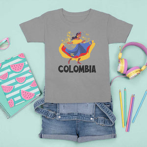 Colombianas T Shirt For Kid Colombia Cumbia Butterfly Flag Roots TS11 Sport Gray Print Your Wear