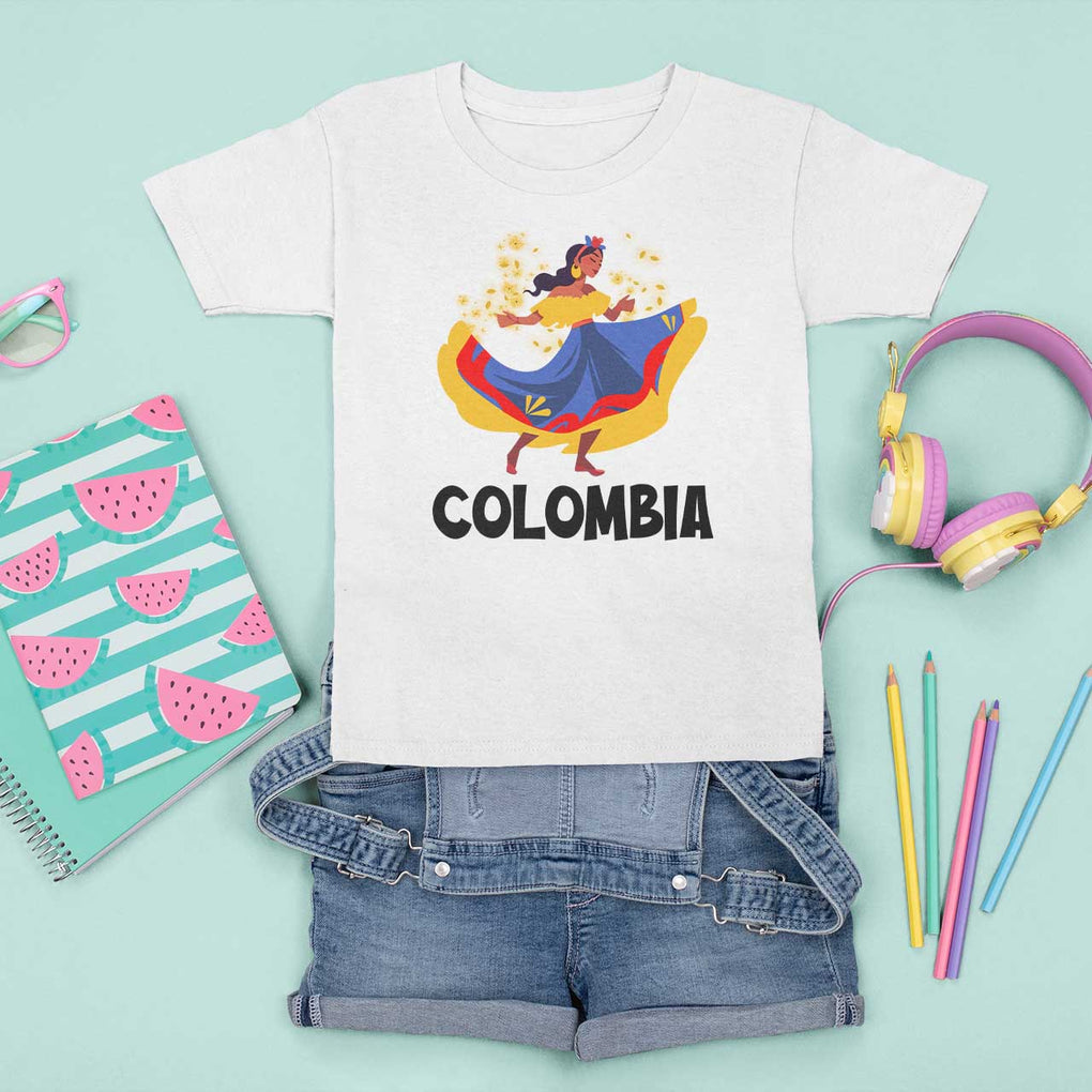 Colombianas T Shirt For Kid Colombia Cumbia Butterfly Flag Roots TS11 White Print Your Wear