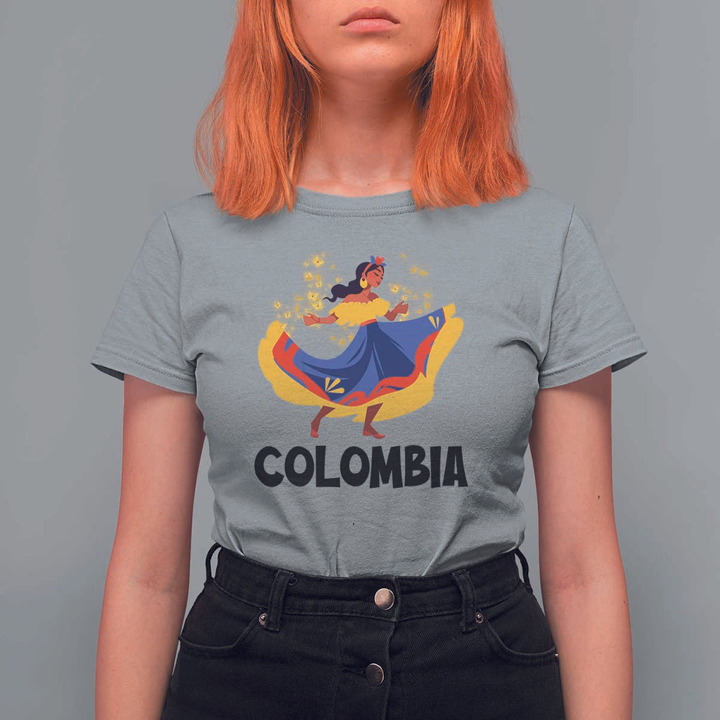 Colombianas T Shirt For Women Colombia Cumbia Butterfly Flag Roots TS11 Sport Gray Print Your Wear