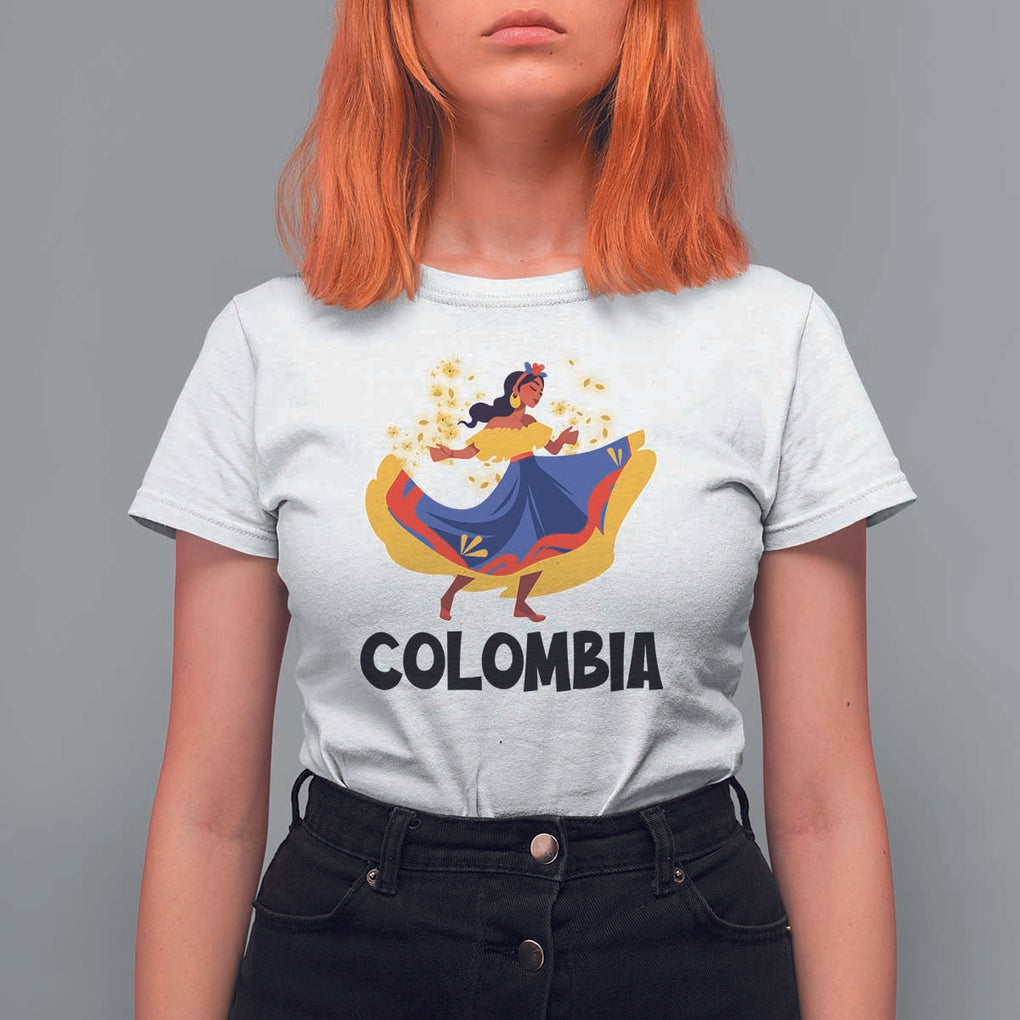 Colombianas T Shirt For Women Colombia Cumbia Butterfly Flag Roots TS11 White Print Your Wear
