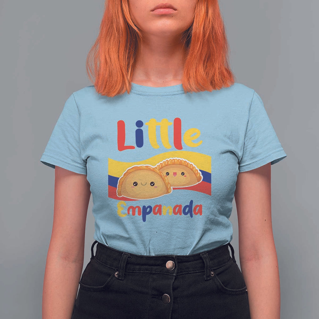 Funny Colombia Food T Shirt For Women Little Empanada Colombian Flag TS11 Light Blue Print Your Wear