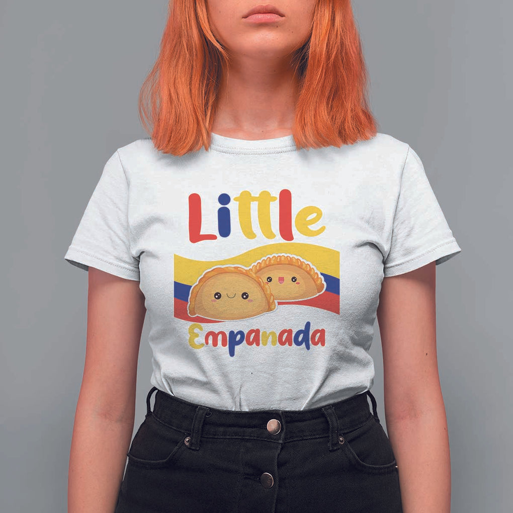 Funny Colombia Food T Shirt For Women Little Empanada Colombian Flag TS11 White Print Your Wear