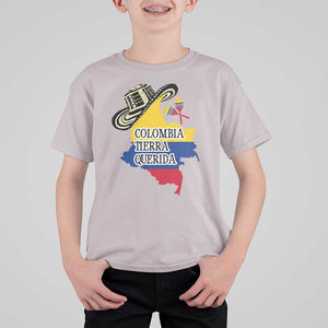 Funny Colombia Tierra Querida T Shirt For Kid Colombian Flag Sombrero Vueltiao Maracas TS11 Ice Gray Print Your Wear