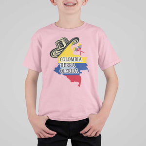 Funny Colombia Tierra Querida T Shirt For Kid Colombian Flag Sombrero Vueltiao Maracas TS11 Light Pink Print Your Wear