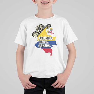 Funny Colombia Tierra Querida T Shirt For Kid Colombian Flag Sombrero Vueltiao Maracas TS11 White Print Your Wear