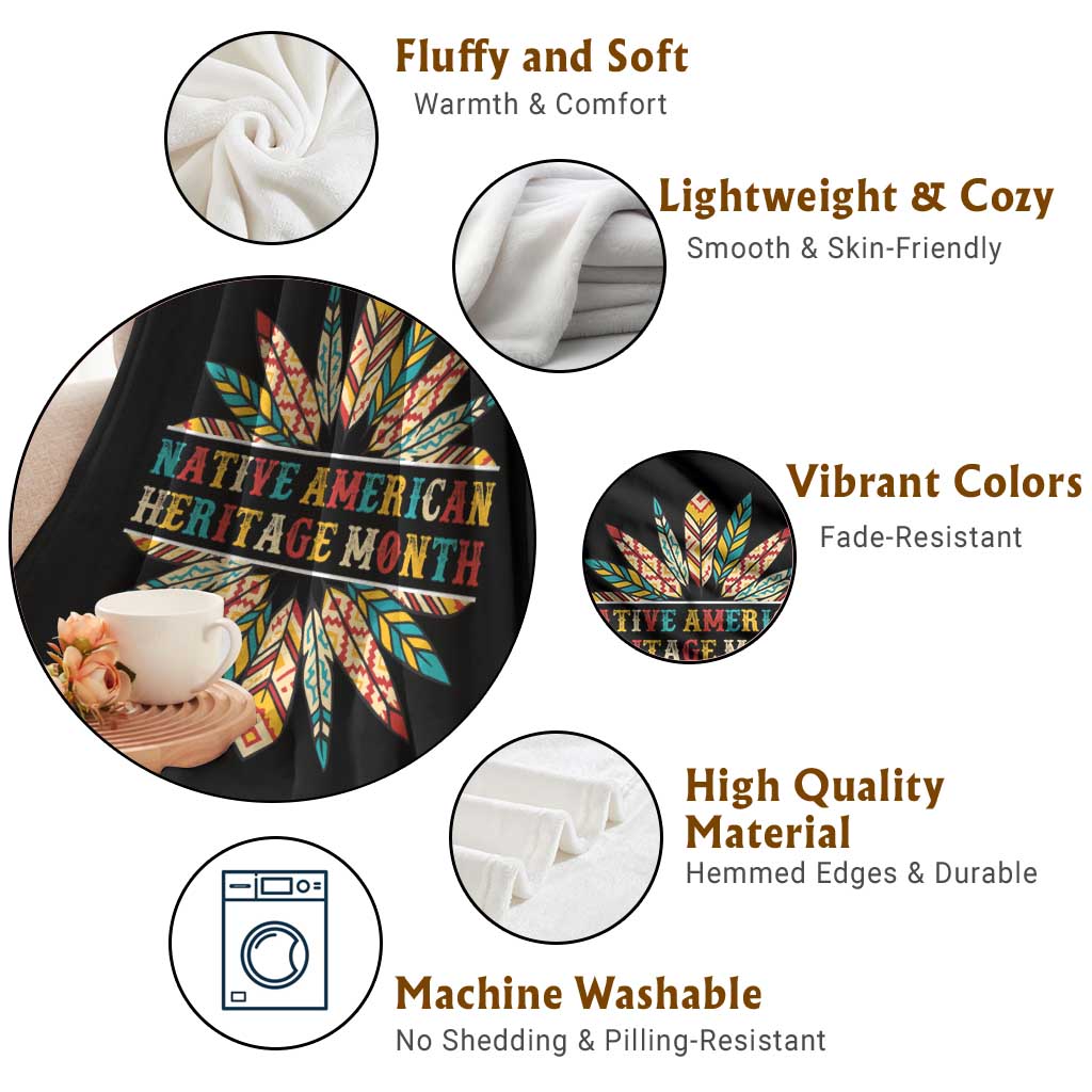 Native American Heritage Month Throw Blanket Indigenous Pride Feathers TS11 Print Your Wear