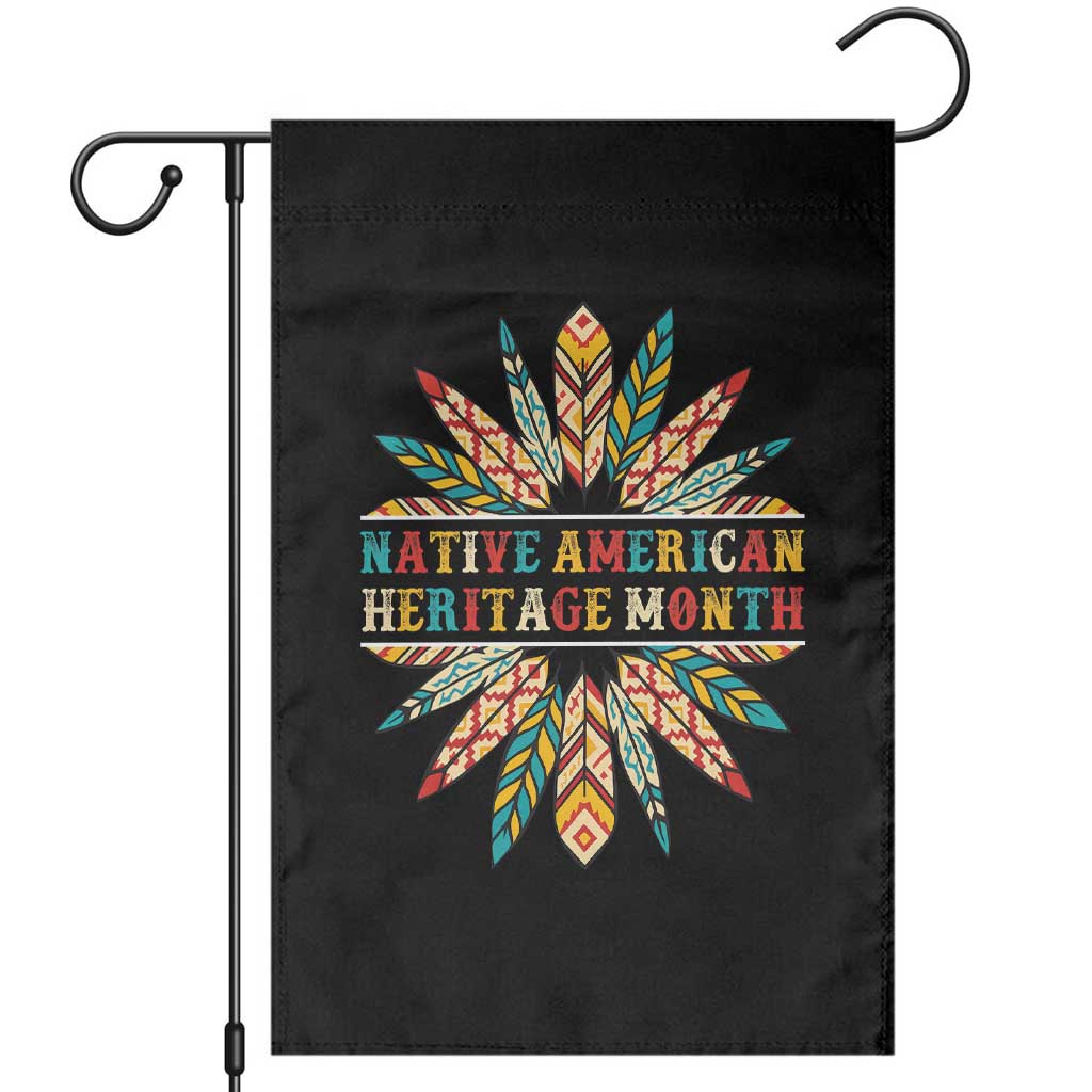 Native American Heritage Month Garden Flag Indigenous Pride Feathers TS11 Black Print Your Wear